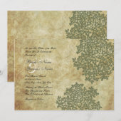 Green Floral Vintage Wedding Invitations (Devant / Derrière)