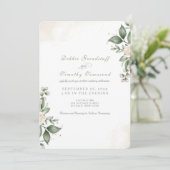 Green Floral Watercolor Frame Wedding Invitation  (Debout devant)