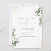 Green Floral Watercolor Frame Wedding Invitation  (Devant)