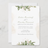 Green Floral Watercolor Frame Wedding Invitation  Kaart (Voorkant)