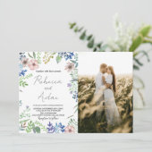 Green Floral Wedding Invitations avec photo (Debout devant)