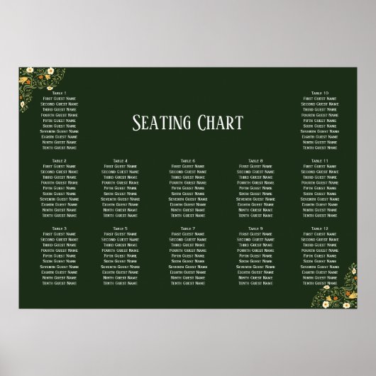 Green Floral Wedding Poster (Voorkant)