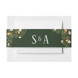 Green Floral Wedding Uitnodigingen Wikkel