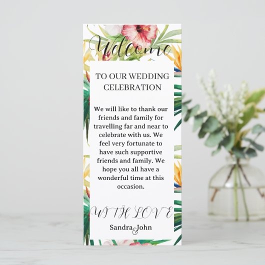 Green Floral Welcome Wedding Programme (Debout devant)