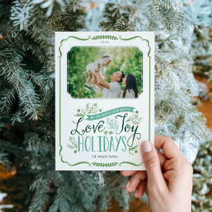 Green Floral Whimsy Carte photo de vacances