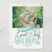 Green Floral Whimsy Carte photo de vacances (Devant)