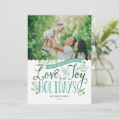 Green Floral Whimsy Carte photo de vacances (Debout devant)