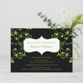 Green Flourish sur une invitation à la douche nupt (Debout devant)