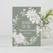 Green Flower Invitation Wedding Kaart (Staand voorkant)