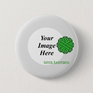 Green Flower Ribbon Sjabloon door Kenneth Yoncich Ronde Button 5,7 Cm