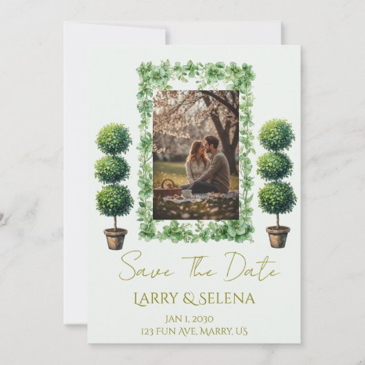 Green Flower Wedding Invitation (Devant)
