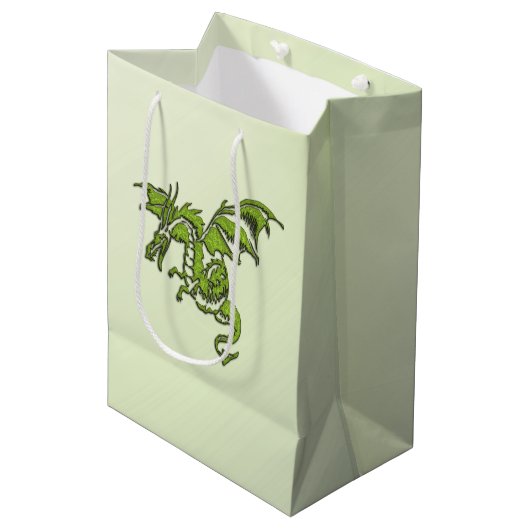 Green Flying Dragon Medium Cadeauzakje (Voorkant Gekanteld)