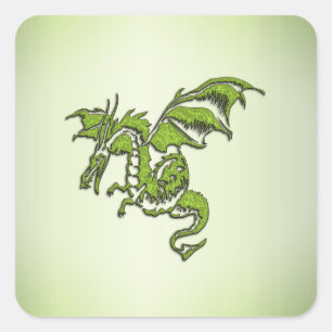 Green Flying Dragon Vierkante Sticker