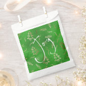 Green Foil Gold Doodles Holiday Joy Favoriser Sacs (Coupé)