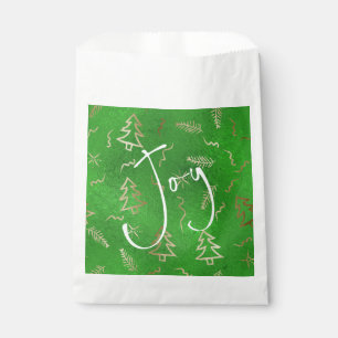 Green Foil Gold Doodles Holiday Joy Favoriser Sacs