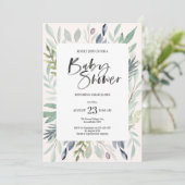 Green Foliage Baby shower Invitation Kaart (Staand voorkant)