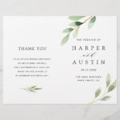 Green Foliage Botanical Folded Wedding Programme (Devant)