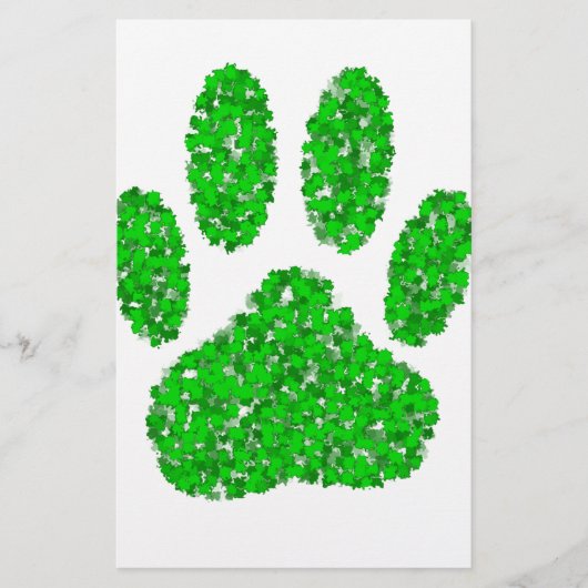 Green Foliage Dog Paw Print Briefpapier (Voorkant)