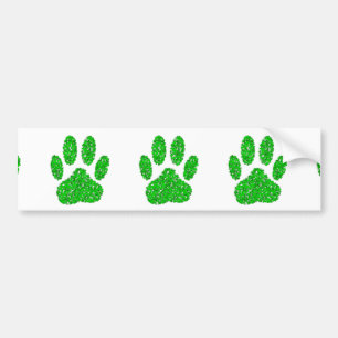 Green Foliage Dog Paw Print Bumpersticker