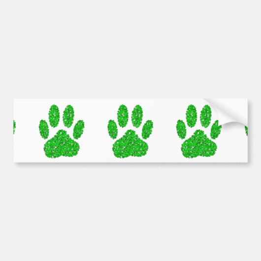 Green Foliage Dog Paw Print Bumpersticker (Voorkant)