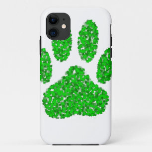 Green Foliage Dog Paw Print iPhone 11 Hoesje