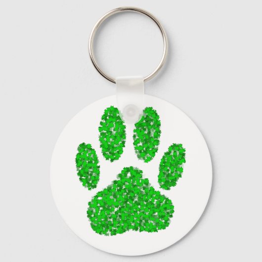 Green Foliage Dog Paw Print Sleutelhanger (Voorkant)