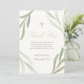 Green Foliage First Heilige Communie Dank u wel Kaart (Staand voorkant)