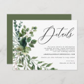 Green Foliage Garden Boho Mariage Détails Carte (Devant / Derrière)