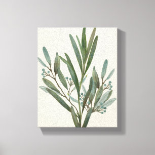 Green Foliage I Een van de vier Canvas Afdruk