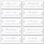 Green Foliage Mariage Étiquettes de adresse invité (Devant)