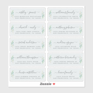Green Foliage Mariage Étiquettes de adresse invité