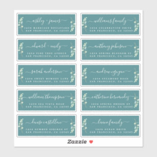 Green Foliage Mariage Étiquettes de adresse invité