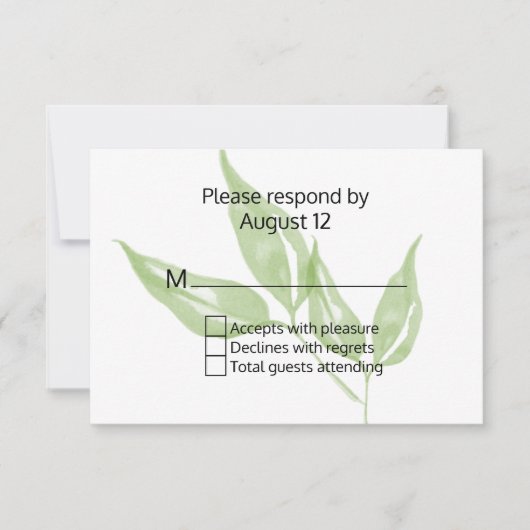Green Foliage Nature Mariage Carte RSVP (Devant)
