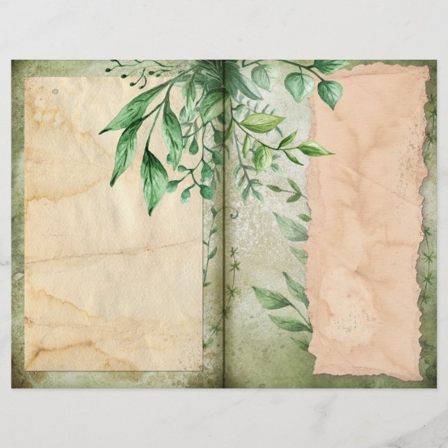 Green Foliage & Parchment Journal Page (Voorkant)