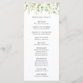 Green Foliage Programme de mariage botanique (Dos)