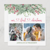 Green Foliage Red Berry Onze eerste kerstfoto (Voorkant / Achterkant)