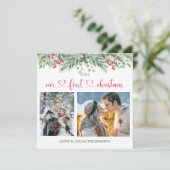 Green Foliage Red Berry Onze eerste kerstfoto (Staand voorkant)