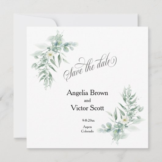 Green Foliage Save the Date Invitation (Voorkant)