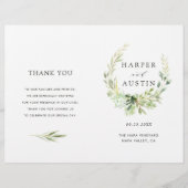 Green Foliage Wreath Programme de mariage plié (Devant)
