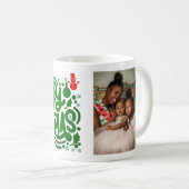 Green Foliën Merry Kerstfeestdag Foto Koffiemok (Voorkant rechts)