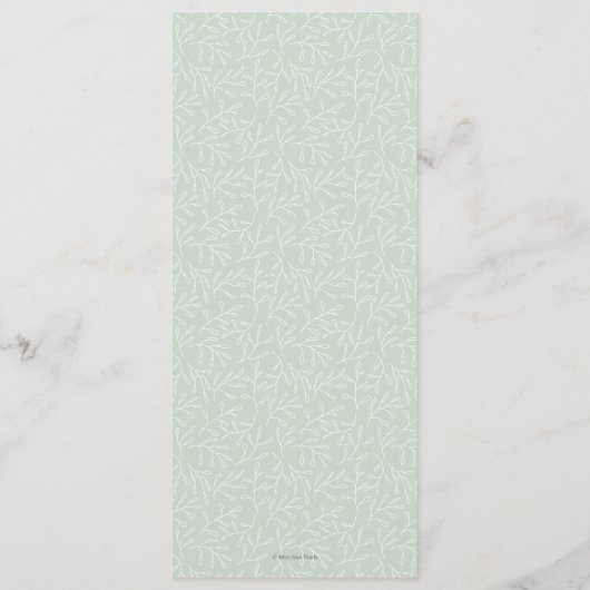 Green Foliing feuille Mariage Menu ou Carte Progra (Dos)
