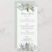 Green Foliing feuille Mariage Menu ou Carte Progra (Devant / Derrière)