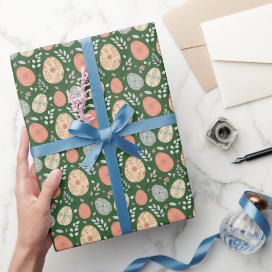 Green Folk Easter Wrapping Paper Cadeaupapier (Geschenken)