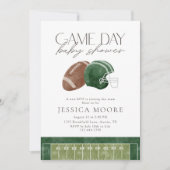 Green Football Game Day Baby Shower Invitation (Devant)