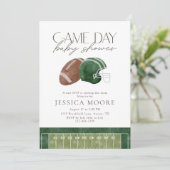 Green Football Game Day Baby Shower Invitation (Debout devant)
