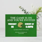 Green Football Game Night Invitation (Debout devant)