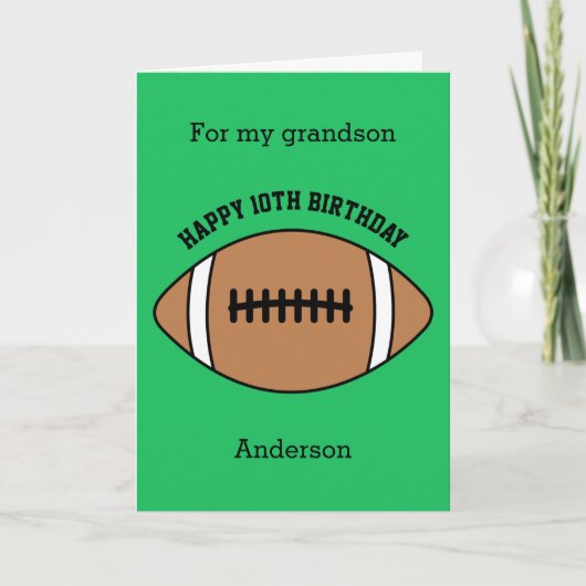 Green Football Sport 10e carte d'anniversaire (Devant)