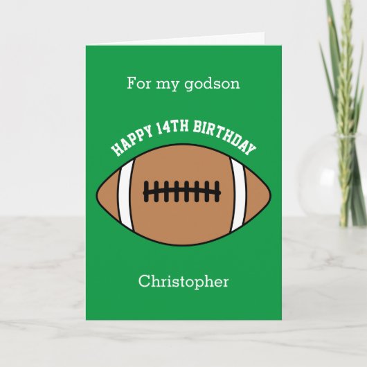 Green Football Sport 14e carte d'anniversaire (Devant)