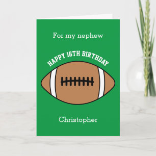 Green Football Sport 16e carte d'anniversaire