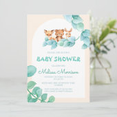 Green Forest Dieren Baby shower Kaart (Staand voorkant)